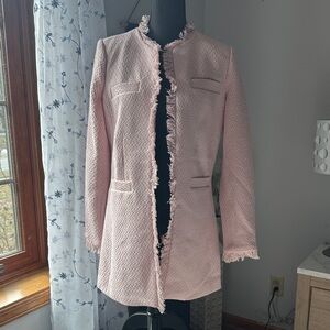 VENUS Pink Textured Fringed Blazer